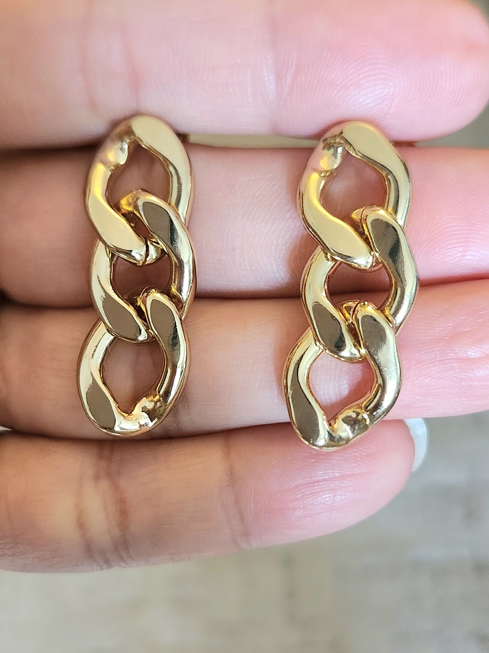 New 18K Gold Plated Chain Link Dangle Drop Stud Earrings for Women